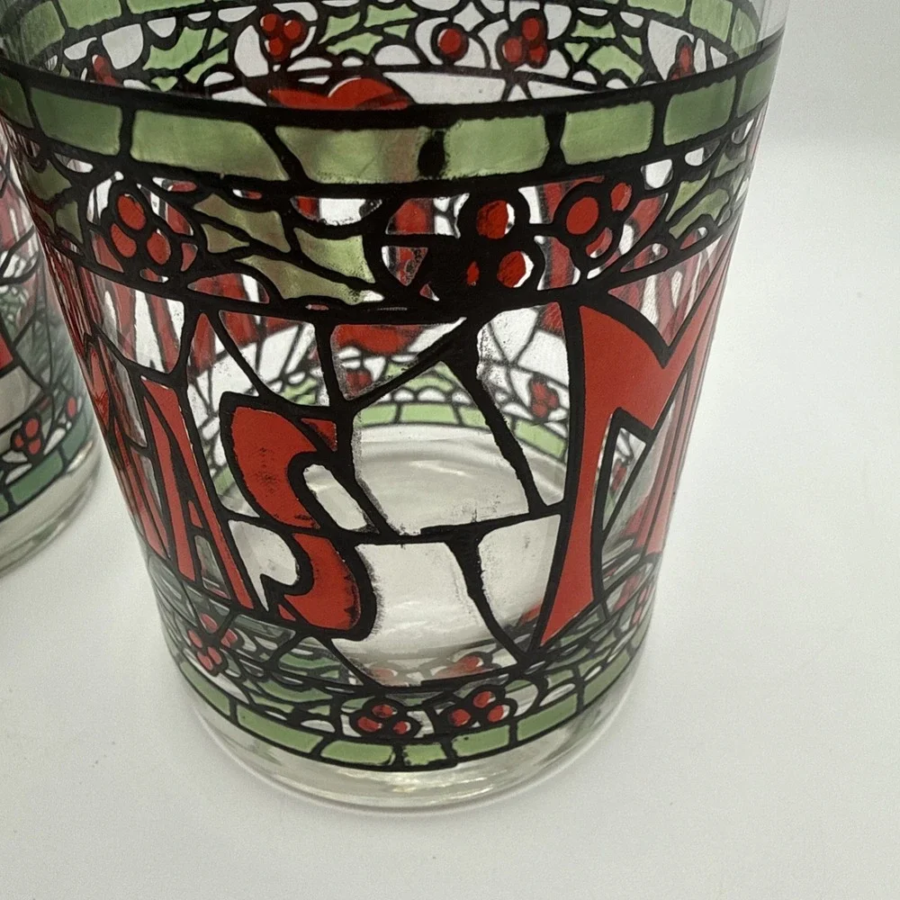 Set Of 2 MERRY CHRISTMAS Double Old Fashioned Rocks Glasses 4